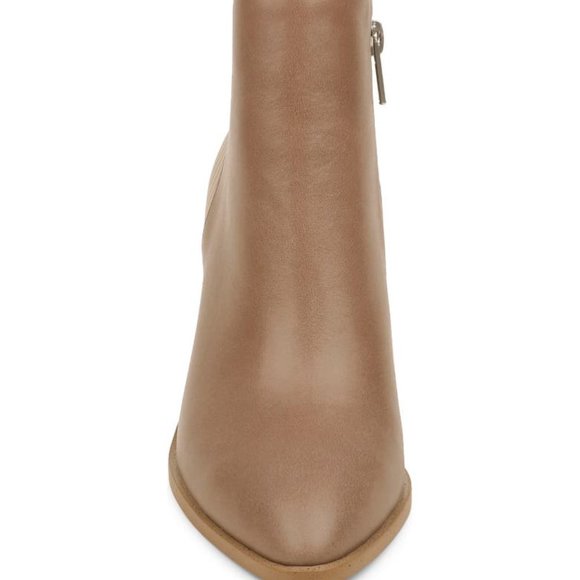 NIB! ZAC POSEN Oatmeal and Tan Leather Block Heel Ankle Boot Sz 9M - Picture 3 of 5